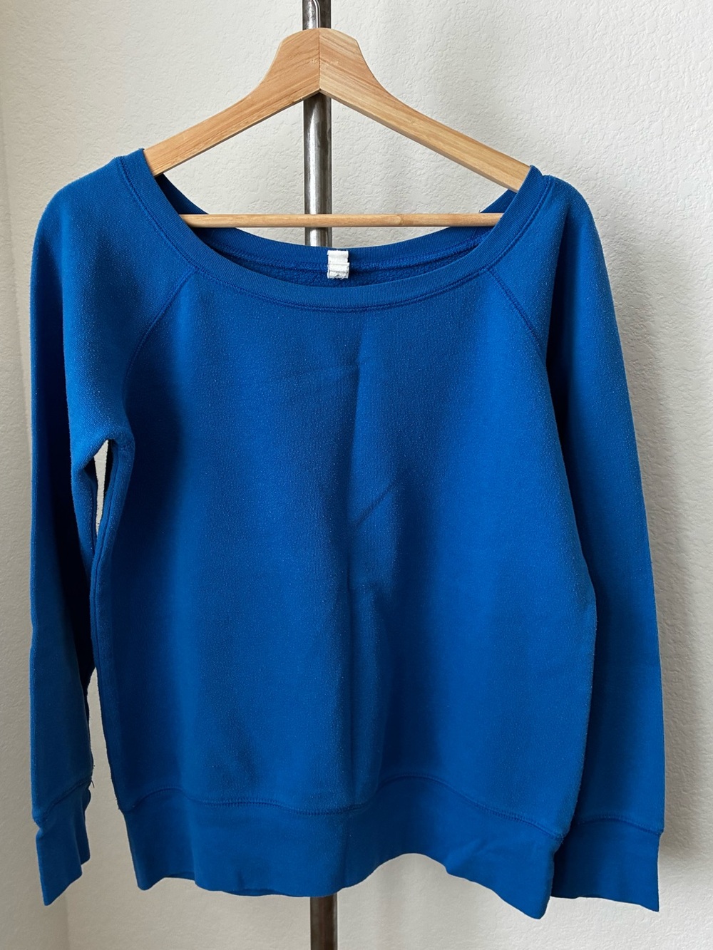 Vtg 90s Wide Neck Royal Blue Sweatshirt Grunge Indie Sleaze Gorpcore